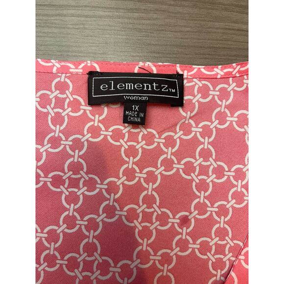 3 for $25-Elementz Ruffled Neckline Short Sleeve Top Size 1X NWT Salmon - Picture 3 of 9